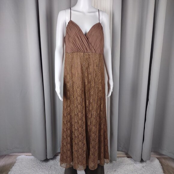 Lane Bryant Plus Size 16 Brown Lace Maxi Dress NWT Formal Gown Evening Wedding - Picture 2 of 12